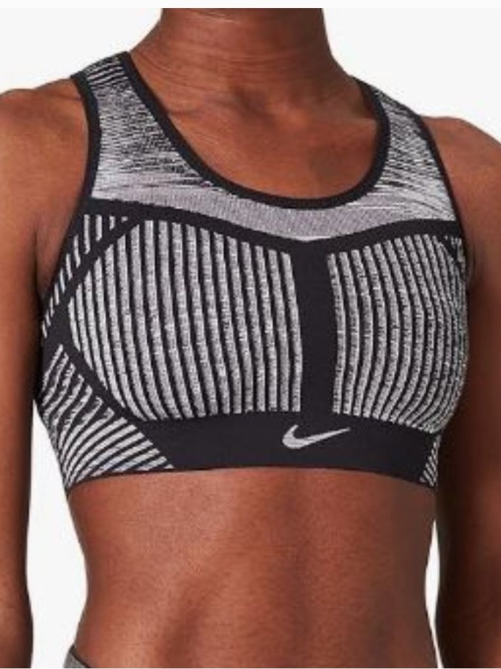 Nike Black & White Patterned High-Neck Seamless Sports Bra
